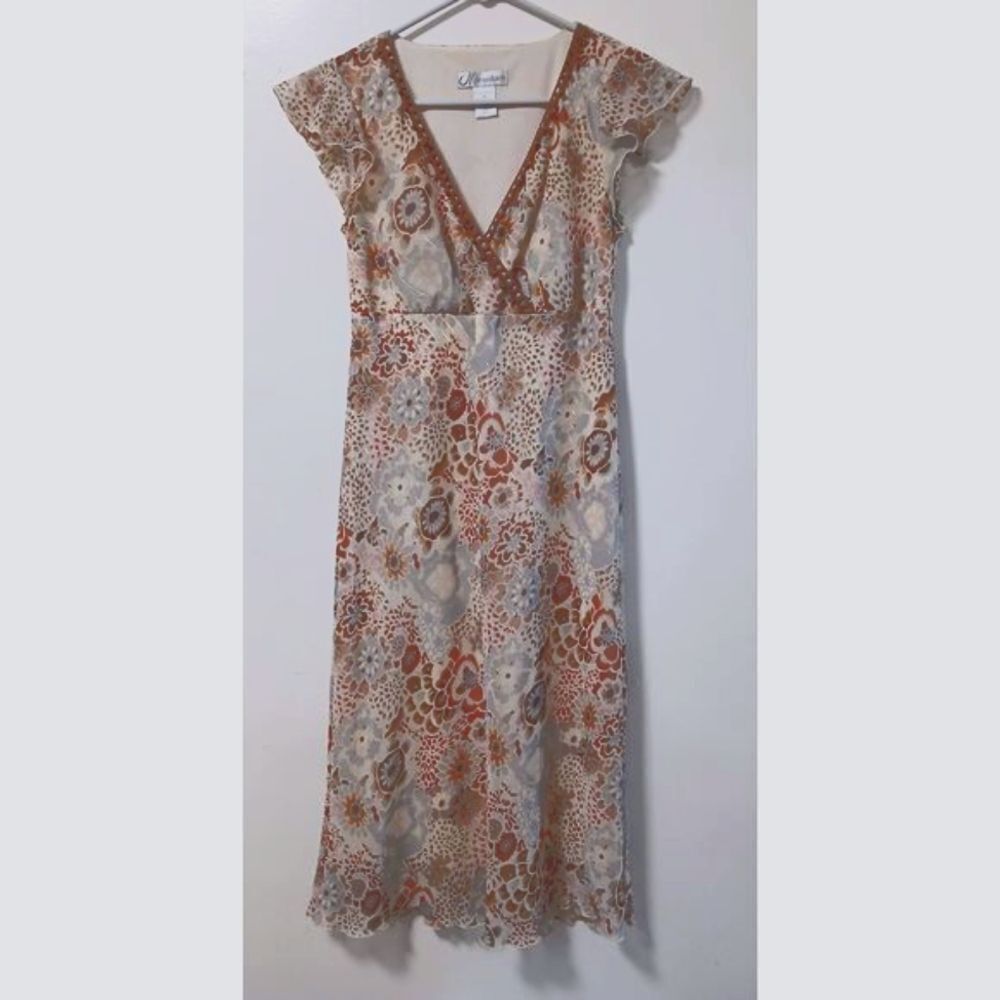 Vtg  y2k babydoll size 4 small midi earthtone brown bohemian fairy Cottagecore